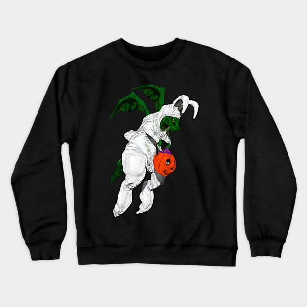 dragon in a bunny costume trick or treating Crewneck Sweatshirt by huwagpobjj